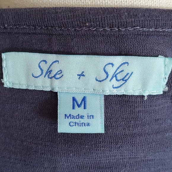 She + Sky Medium Navy Rushed Tank M Medium - Picture 8 of 9